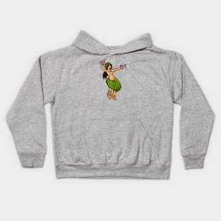 Retro Hawaiian Hula Dancer Cartoon Kids Hoodie